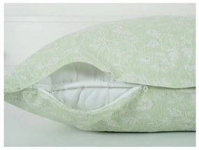 Set copripiumino e federa verde in crêpe per letto singolo 140x200 cm Green Flowers – B.E.S.