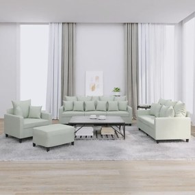 Set Di Divani 4 Pz Con Cuscini Grigio Chiaro İn Velluto /