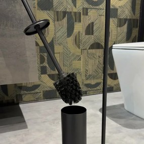 Piantana porta rotolo e scopino da appoggio in acciaio nero opaco Style