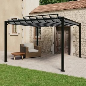 Gazebo con Tetto a Lamelle 3x3 m in Tessuto Antracite/Alluminio