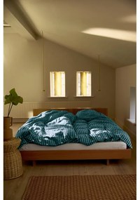 Set copripiumino e federa verde e blu in crêpe per letto singolo 140x200 cm Bæk&amp;Bølge – JUNA