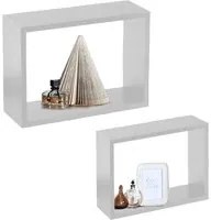 Set 2 Mensole a Muro Moduli da Parete Pensili Rettangolari in Legno Bianco 40 cm