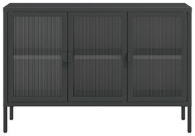 Credenza Nera 105x35x70 cm Vetro e Acciaio