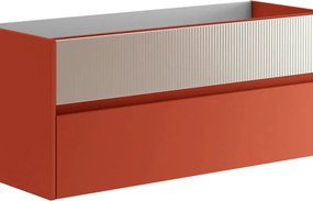 Mobile da bagno sospeso sotto lavabo Niwa 2 cassetti L 119.5 x H 50 x P 45.5 cm paprika e sabbia laccato opaco cannettato