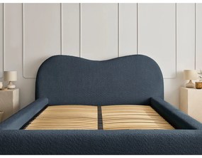 Letto matrimoniale in blu scuro imbottito con spazio contenitivo con rete inclusa 180x200 cm Orlane – Bobochic Paris