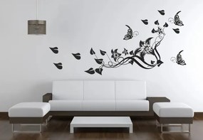 Adesivo murale per interni con fiori, farfalle e foglie 80 x 160 cm
