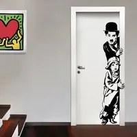 Charlie Chaplin - Adesivo murale wall sticker in vinile 45x185 cm Colore: nero