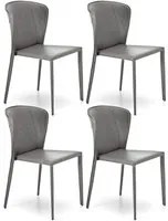 Set 4 Sedie 49x56xH82 cm in Similcuoio Break Grigio Chiaro