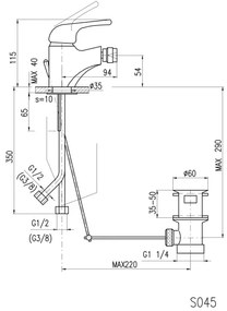 RAV Slezák SA045.0 - Miscelatore per bidet + scarico SAZAVA 11,5 cm cromo lucido