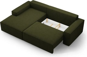 Divano letto angolare verde scuro in tessuto bouclé (angolo sinistro) Jodie - Micadoni Home