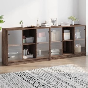 Libreria Con Ante Rovere Marrone 204x37x75 Cm Legno Multistrato /