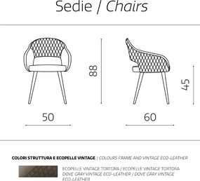 Sedia pranzo ecopelle Tortora - imbottita LIVING 2 sedie