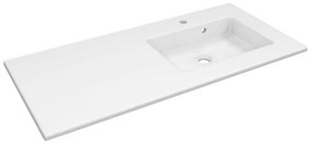 Lavabo integrale rettangolare vasca a destra Neo L 106 x H 11.2 x P 49 cm in ceramica bianco lucido