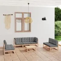 Set Divani da Giardino 8 pz con Cuscini Legno Massello di Pino 3076474