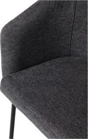 Sedia da pranzo grigio scuro in imbottito con braccioli Easton – Unique Furniture