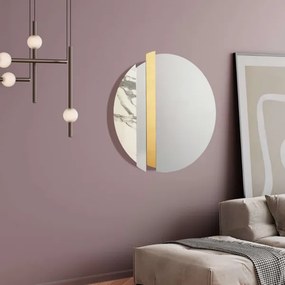 Specchio moderno 80 cm con decori foglia oro e effetto marmo bianco - KEVIN