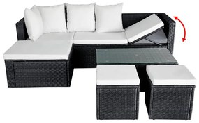 Set Divani da Giardino 4 pz con Cuscini in Polyrattan Nero