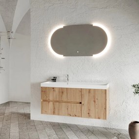 Mobile sottolavabo e lavabo Portofino per vasca centrale rovere oro in mdf L 120 x H 50.5 x P 40 cm, 1 anta 2 cassetti
