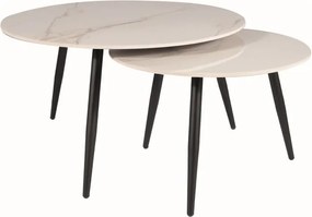 Set di Tavolini da caffè Kora D effetto marmo bianco/nero