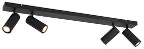 Faretto da soffitto smart nero 4 luci regolabile incl. 4 Wifi GU10 50mm - Renna