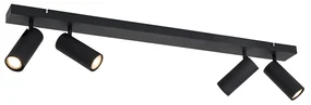 Faretto da soffitto smart nero 4 luci regolabile incl. 4 Wifi GU10 50mm - Renna
