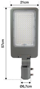 Armatura Stradale LED 100W Programmabile Classe II con driver Philips Colore Bianco Freddo 5.000K