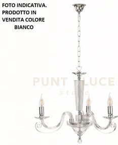 Lampadario cherubini 3 luci bianco e cromo attacco e14 d.60cm