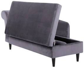 Chaise longue velluto grigio scuro e legno scuro sinistra LUIRO Beliani
