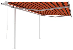 Tenda Retrattile Automatica con Pali 4,5x3,5 m Arancio Marrone