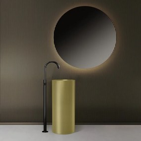Lavabo da terra cilindrico con drenaggio laterale finitura oro | KG46000L - KAMALU