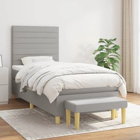 Giroletto A Molle Con Materasso Grigio Chiaro 80x200 Cm Tessuto /