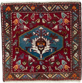 Shiraz Tappeto 70x60 Rosso (Iran) Annodato A Mano