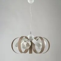 Lampadario Moderno 5 Luci Cerchi Ferro Bianco e Tortora Serie Bolla