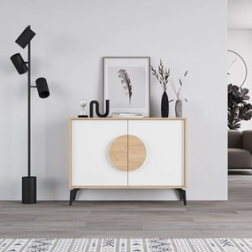 Cassettiera bassa in rovere decorata in bianco e naturale 110x82 cm Vae - Marckeric