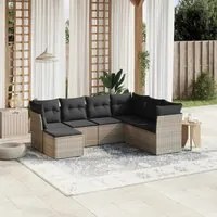 Set Divani da Giardino 7 pz con Cuscini Grigio in Polyrattan 3263216