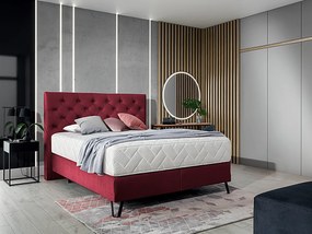 Letto matrimoniale boxspring Hannover - 180 x 200 cm , Tessuto rosso