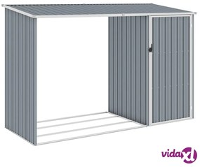 vidaXL Capanno per Legna Grigio 245x98x159 cm in Acciaio Zincato