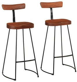 Sgabelli Da Bar 2 Pz 49x43x103 Cm İn Legno Massello Di Mango /