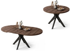 RENZO Rovere Marrone/gamba nera – TAVOLO ROTONDO Ø110 ESTENSIBILE FINO A 180 cm|PER CUCINA, SALA DA PRANZO, SOGGIORNO RETRO