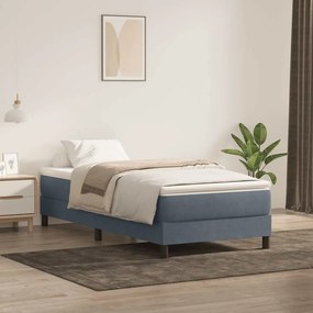 Letto A Molle Senza Materasso Grigio Scuro 90x220 Cm Velluto /