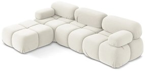 Divano angolare componibile bianco con rivestimento in velluto Lokua – Makamii