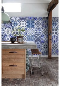Carta da parati Tessere Grandi blu, 46.5 cm x 8.37 m