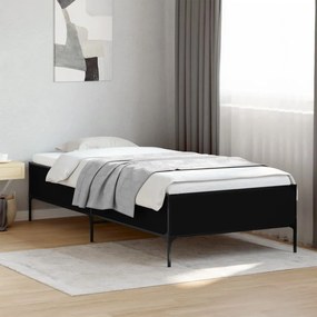 Giroletto nero 90x190 cm in legno multistrato e metallo
