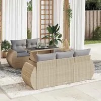 Set Divano da Giardino 6 pz con Cuscini Beige in Polyrattan 3326570