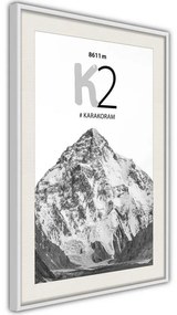 Poster  Peaks of the World: K2  Cornice Quadri Cornice nera con pass-partout, Larghezza x Altezza Home decor 30x45