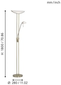EGLO 85974 - Lampada da terra con dimmer BAYA 1xR7s/230W + 1xG9/33W bronzo