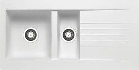 Lavello integrato 1.5 vasche in resina bianco DELINIA Scirocco L 50 x L 100 cm, reversibile