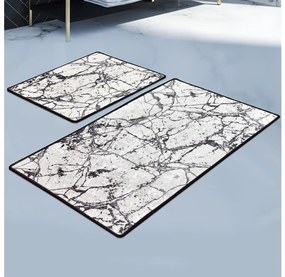 SET 2x Tappeto bagno MARBLE 60x100 cm bianco/nero