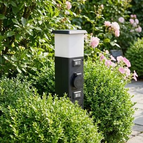 Brilagi - Lampada da esterno con 2 prese SCHUKO, 1x attacco E14 (max 15W), 230V, IP44, nera