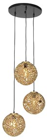 Lampada a sospensione Art Déco oro rotonda 3 luci - Maro